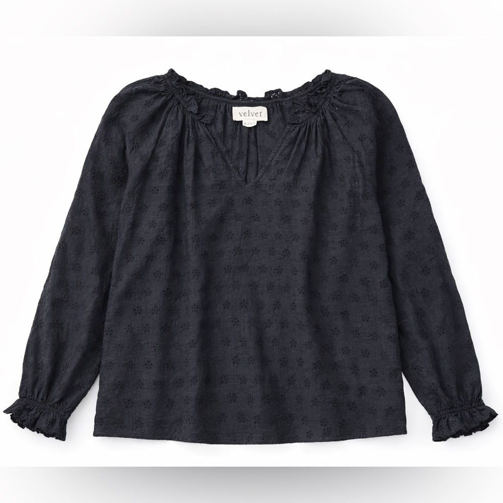 Velvet by Graham & Spencer Black Eyelet Blouse